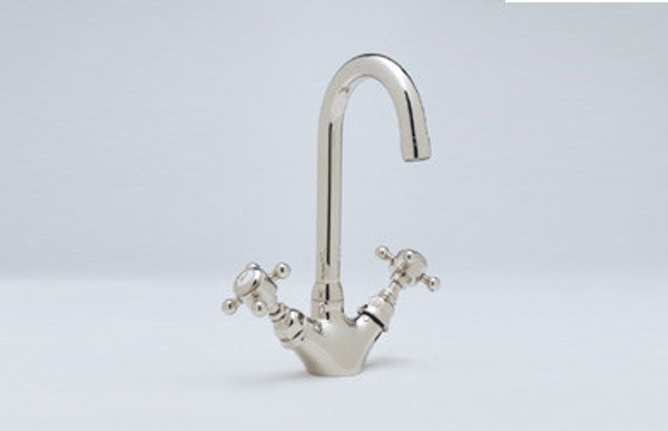 ROHL A1466XMSTN-2 ITALIAN KITCHEN SAN JULIO 1.2 GPM DECK MOUNTED SINGLE HOLE FAUCET CROSS HANDLE SATIN NICKEL