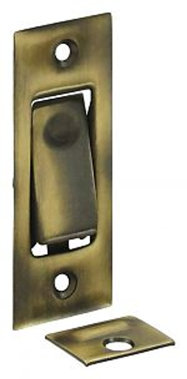 DELTANA PDB42U5 POCKET DOOR BOLT, JAMB BOLT ANTIQUE BRASS