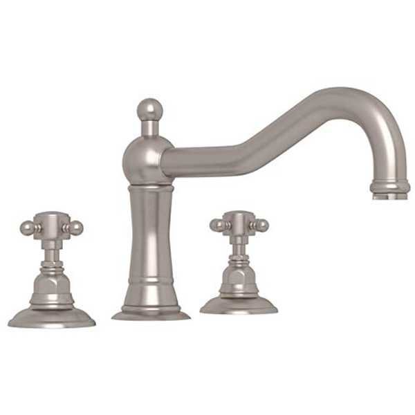 Rohl A1414XMSTN Country Bath Roman Tub Faucet with Metal Cross Handles, Satin Nickel