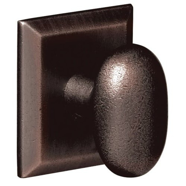 Baldwin 5024.MR Pair of Oval Estate Door Knobs Without Rosettes, Distressed Venetian Bronze