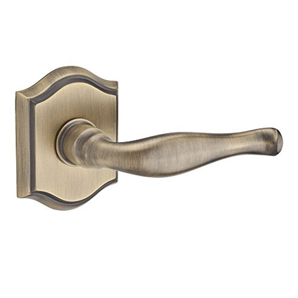 Baldwin HDDECRTAR049 Reserve Half Dummy Decorative with Traditional Arch Rose, Matte Brass & Black Finish, Right Hand