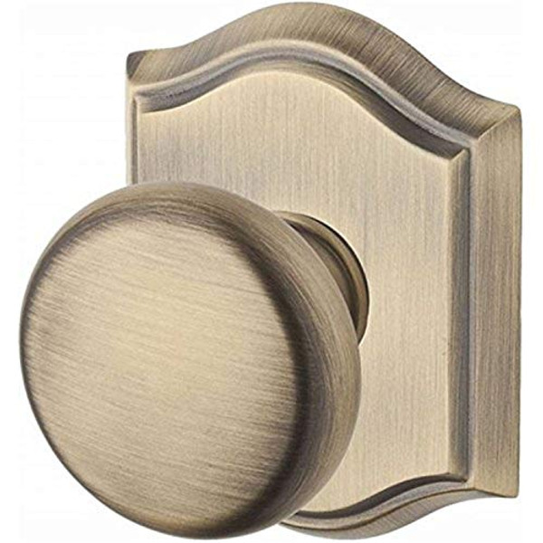 Baldwin Reserve ENROUTAR049 Entry Round Knob and Traditional Arch Rose Matte Brass & Satin Black Finish