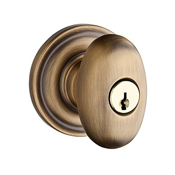 Baldwin Reserve ENELLTRR049 Entry Ellipse Knob and Traditional Round Rose Matte Brass & Satin Black Finish