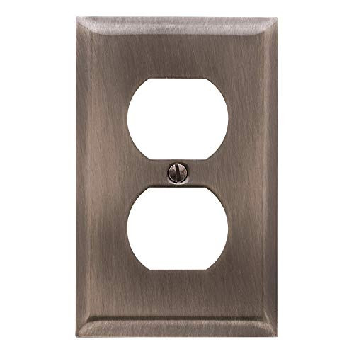 Baldwin Estate 4752.151.CD Square Beveled Edge Duplex Wall Plate in Antique Nickel, 4.5"x2.75"