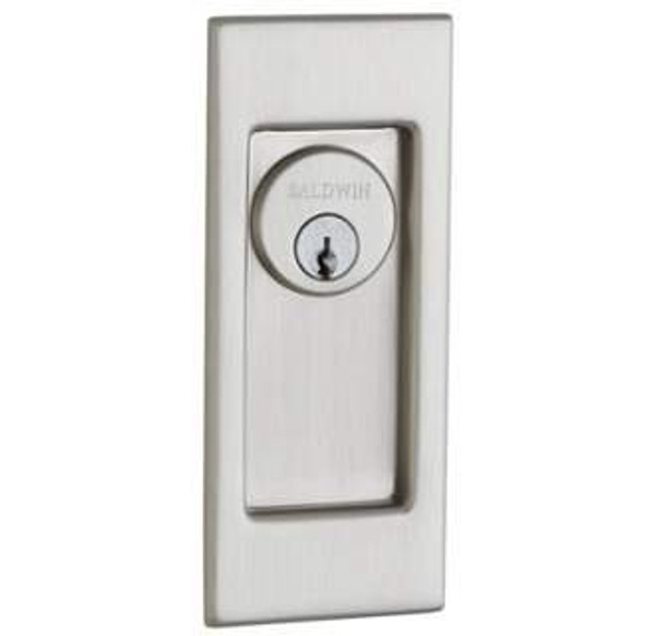 Baldwin Pd006.150.kc Satin Nickel Santa Monica - Small Exterior Trim Cut For Cylinder - Pocket Door Lock