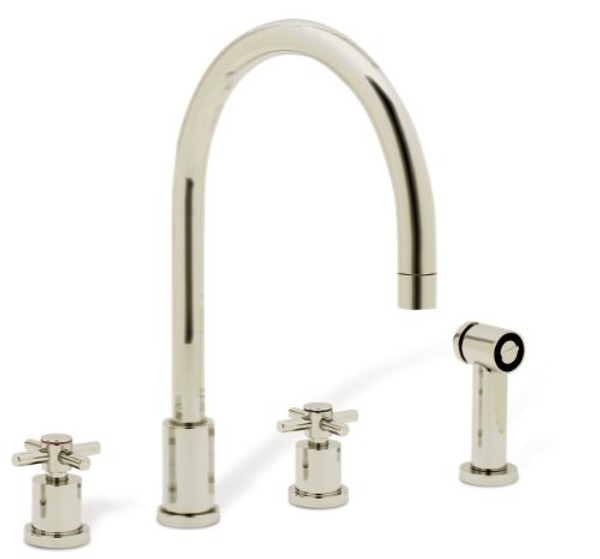 Blanco 440577 Meridian Widespread Kitchen Faucet with Side Spray, Satin Nickel