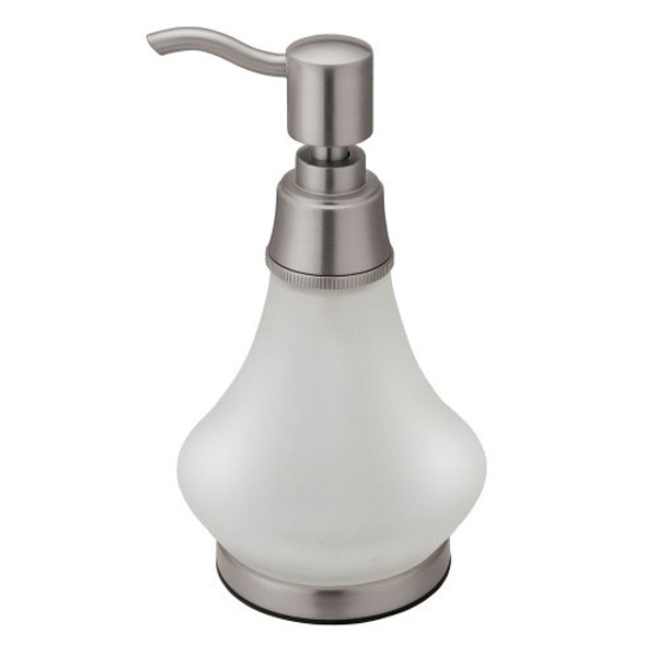 Gatco 1486 Frosted Glass Soap Dispenser, Satin Nickel