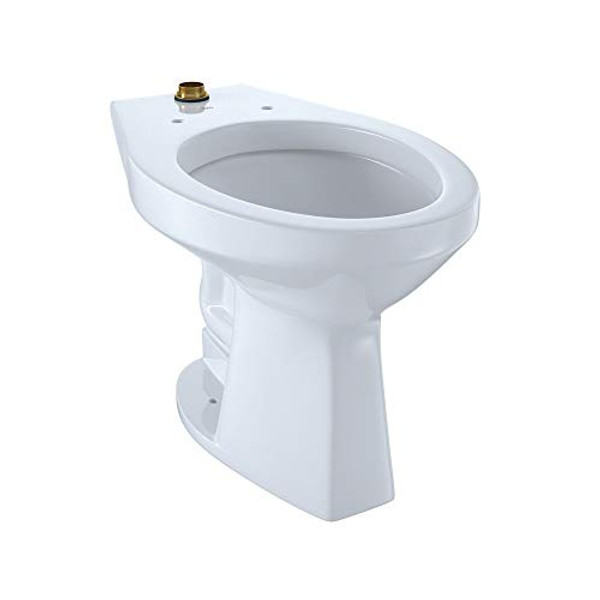 TOTO CT705ULNG#01 White-CT705ULNG Elongated 1.0 GPF Floor-Mounted Flushometer ADA Compliant Toilet Bowl with Top Spud and CeFiONtect, Cotton White