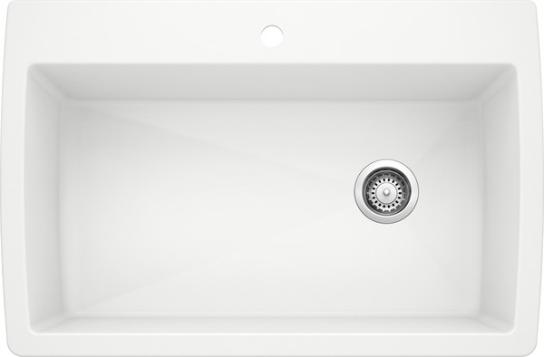 BLANCO, White 440195 DIAMOND SILGRANIT Super Single Drop-In or Undermount Kitchen Sink, 33.5" X 22"