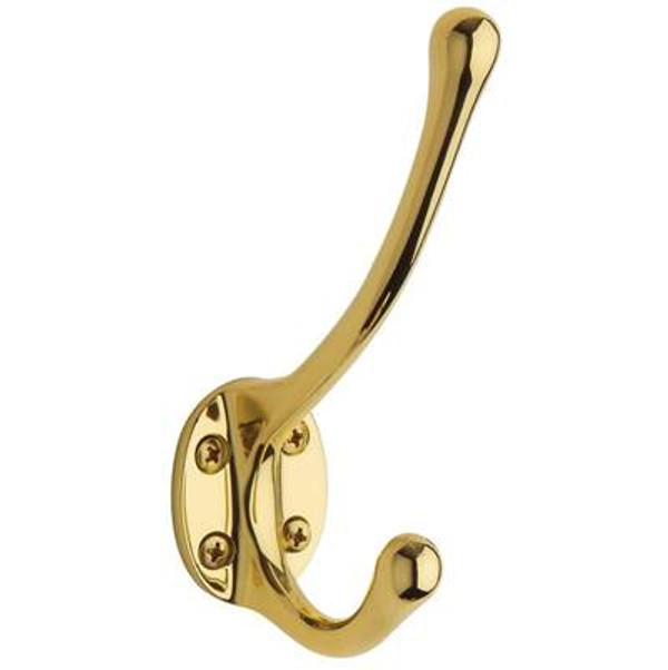 BALDWIN 0742.030 COSTUME HOOK 5.375" H X 3.5" P IN POLISHED BRASS