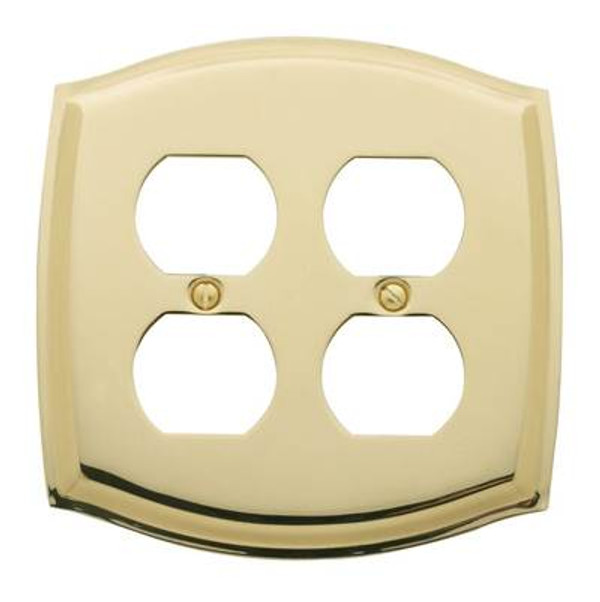 BALDWIN 4781.030.CD COLONIAL DOUBLE DUPLEX SWITCH PLATE IN POLISHED BRASS