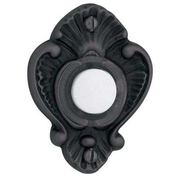 BALDWIN 4857.190 VICTORIAN BELL BUTTON 2" X 1-1/2" IN SATIN BLACK