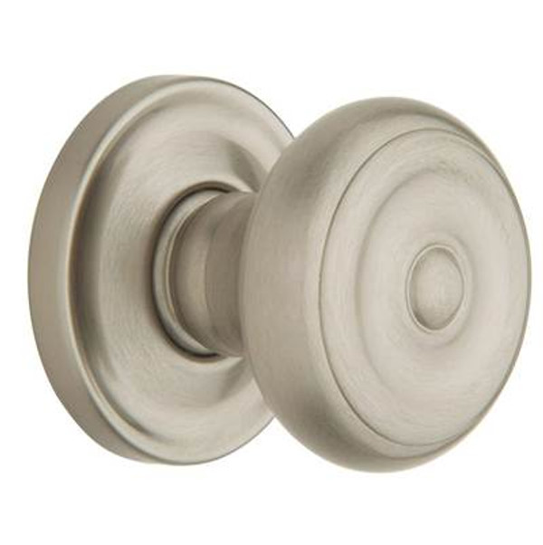 BALDWIN 5020.150.PASS PASSAGE SET 5020 COLONIAL KNOB WITH 5048 ROSE 2-3/8" BACKSET IN SATIN NICKEL