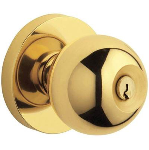 BALDWIN 5215.003.ENTR TUBULAR KEYED ENTRY SET MODERN KNOB WITH CONTEMPORARY ROSE EMERGENCY EXIT IN LIFETIME (PVD) POLISHED