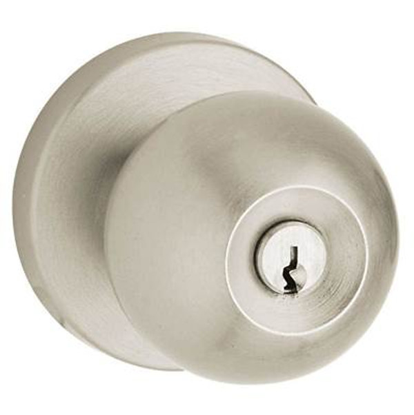 BALDWIN 5215.056.ENTR TUBULAR KEYED ENTRY SET MODERN KNOB WITH CONTEMPORARY ROSE EMERGENCY EXIT IN LIFETIME (PVD) SATIN NIC