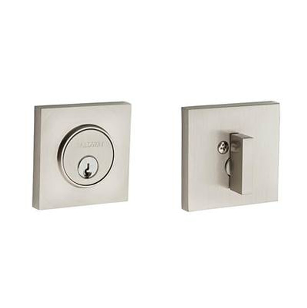 BALDWIN 8220.150 CONTEMPORARY SQUARE SINGLE CYLINDER DEADBOLT  2-1/8" DOOR PREP IN SATIN NICKEL