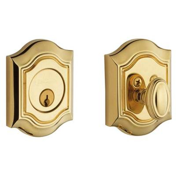 BALDWIN 8237.003 BETHPAGE SINGLE CYLINDER DEADBOLT  2-1/8" DOOR PREP IN LIFETIME(PVD) POLISHED BRASS