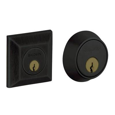 BALDWIN 8255.190 SQUARED DOUBLE CYLINDER DEADBOLT  2-1/8" DOOR PREP INN SATIN BLACK