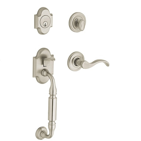 BALDWIN 85305.056.LENT CANTERBURY SINGLE CYLINDER HANDLESET WITH 5455V LEVER LEFT HAND IN LIFETIME (PVD) SATIN NICKEL