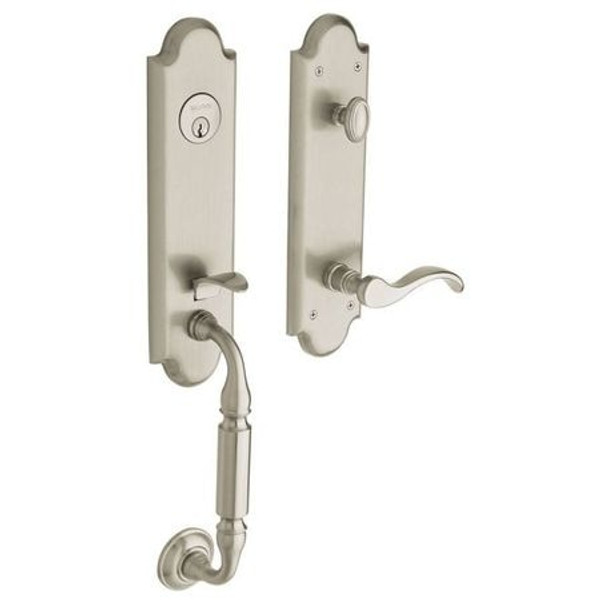 BALDWIN 85350.056.RENT MANCHESTER SINGLE CYLINDER HANDLESET WITH 5455V LEVER RIGHT HAND EMERGENCY EGRESS IN LIFETIME (PVD) SATIN NICKEL