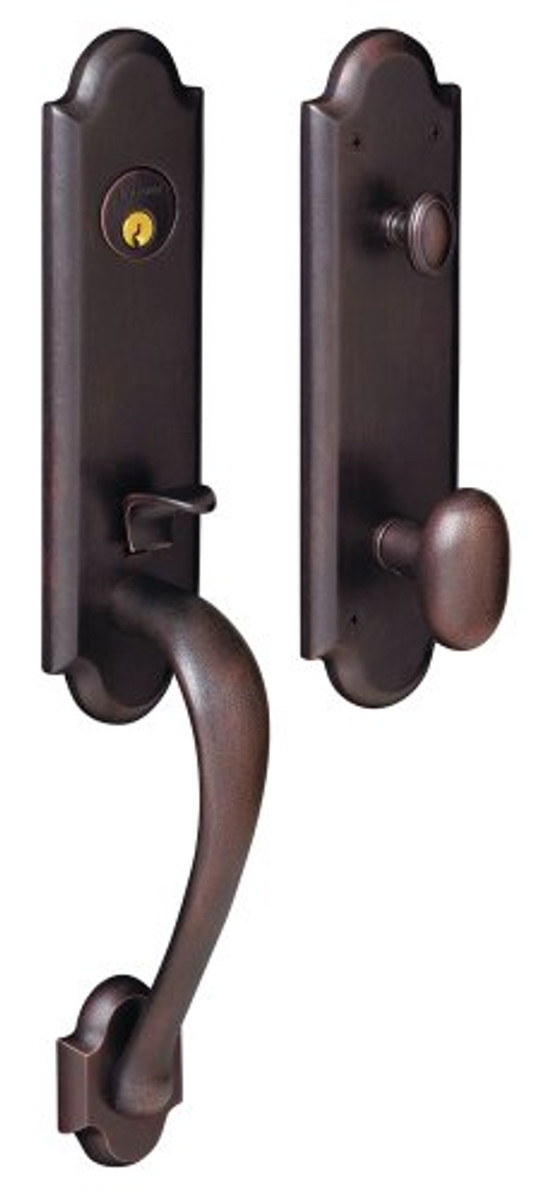 Baldwin 85354.412.ENTR Boulder 3/4-Inch Escutcheon Handleset Emergency Egress with Oval Knob, Distressed Venetian Bronze