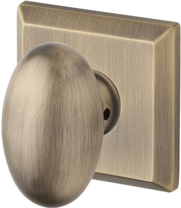 Baldwin Reserve ENELLTSR049 Entry Ellipse Knob and Traditional Square Rose Matte Brass & Satin Black Finish