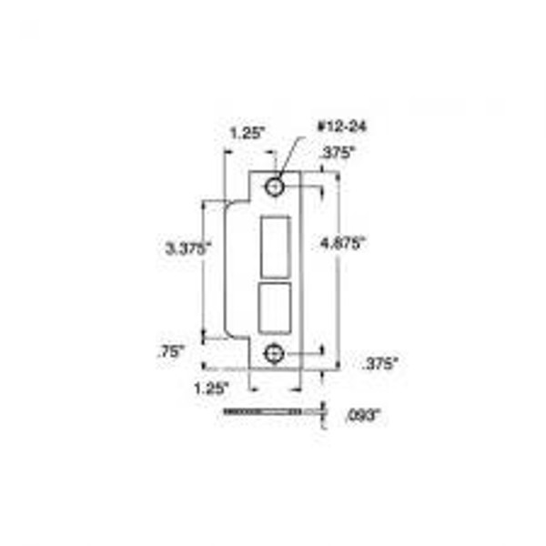 Baldwin 6340 Latch and Deadbolt Straight Lip Entrance Mortise Strike with 1-1/2", Satin Chrome