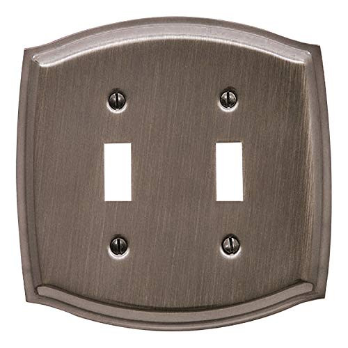 Baldwin Estate 4766.151.CD Colonial Double Toggle Wall Plate in Antique Nickel, 5.1"x5.1"