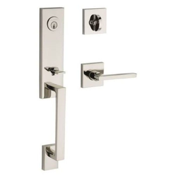 Baldwin SC.SEAxSQU.R.CSR Seattle Right Handed Single Cylinder Keyed Entry Handle, Polished Nickel