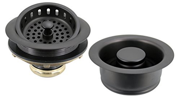 Westbrass D2165-12 Post Style Large Kitchen Basket Strainer with Waste Disposal Flange and Stopper, Oil Rubbed Bronze