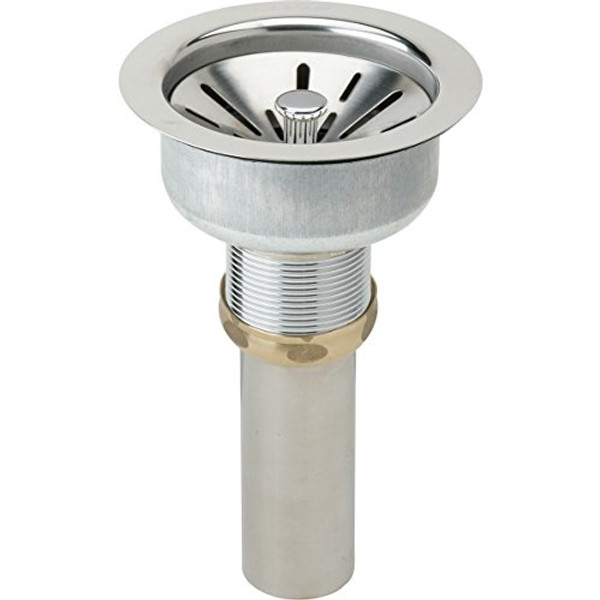 Elkay LK35 3-1/2" Drain Fitting with Type 304 Stainless Steel Body, Strainer Basket, and Tailpiece