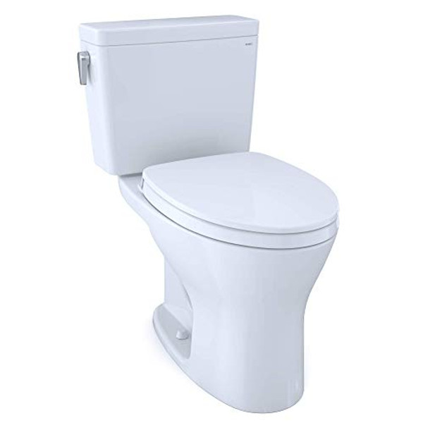 TOTO MS746124CSMG#01 Drake Two-Piece Elongated Dual Flush 1.6 and 0.8 GPF DYNAMAX TORNADO FLUSH Toilet with CEFIONTECT and SoftClose Seat, WASHLET+ Ready, Cotton White