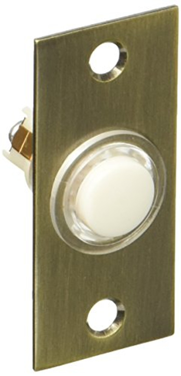 Baldwin 4853050 Rectangular Bell Button, Antique Brass