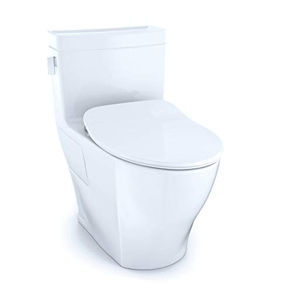 TOTO TMS624234CEFG01 Legato 1.28 GPF One Piece Elongated Chair Height Toilet with CeFiONtect - Slim SoftClose Seat Included Cotton White