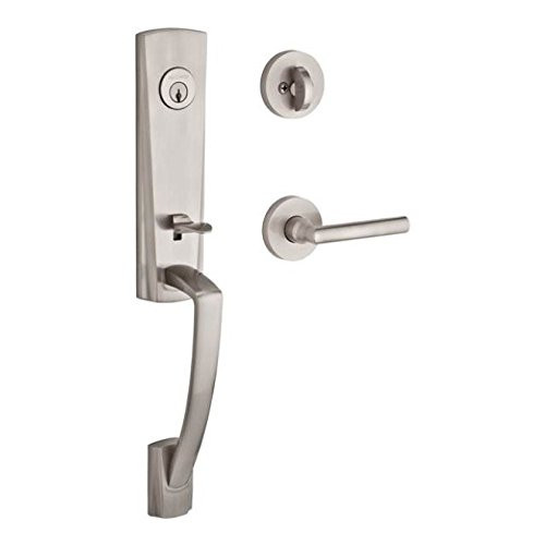 Baldwin Hardware SC.MIAxTUB.R.CRR.150 Reserve Miami Single Cylinder  Handleset with Tube Right-Handed Lever and Contemporary Round Rose in Satin  Nickel