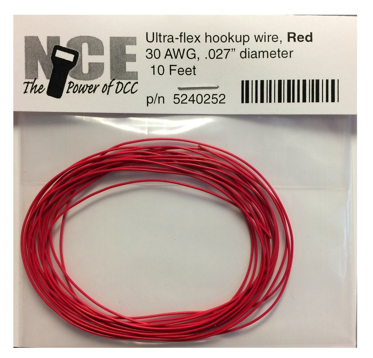 NCE DCC 5240252 10' of 30 Gauge Wire, Red