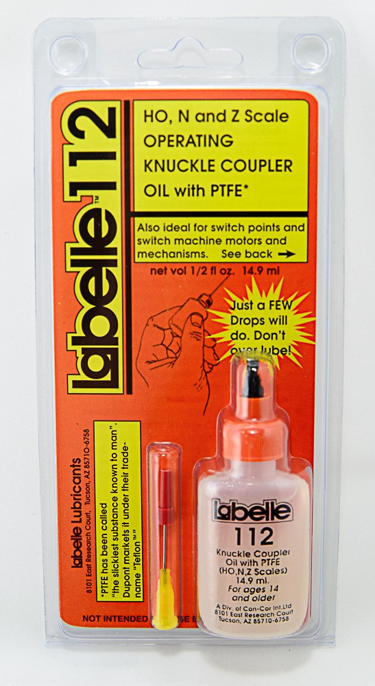 Labelle 112 HO N & Z Scale Operating Knuckle Coupler Oil with PTFE