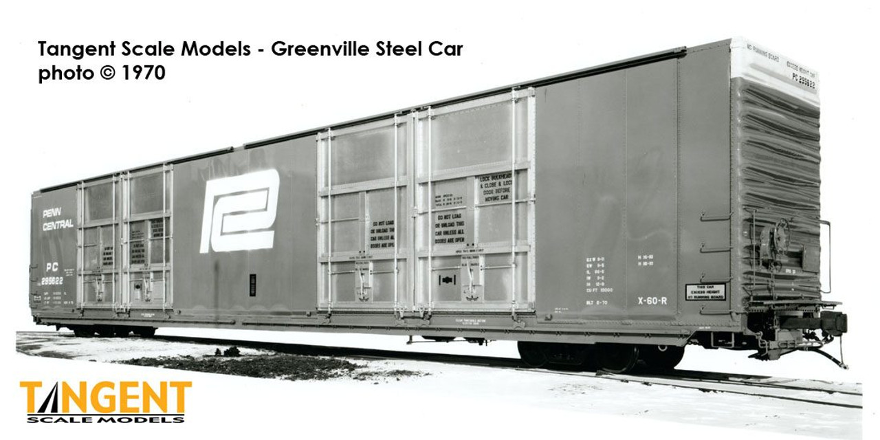 Tangent Scale Models HO 25513-01 Greenville 86′ Quad Plug Door Box Car Penn  Central ‘Delivery X-60-R 2-1970’ PC #295607