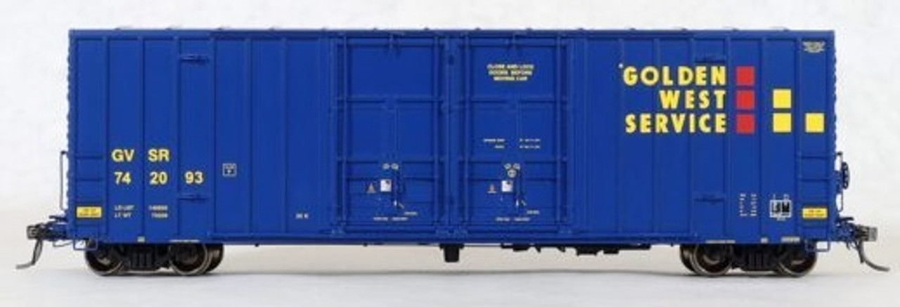 Tangent Scale Models HO 29013-08 Gunderson Brothers 50’ 6089cf High Cube  Double Plug Door Box Car Golden West Service 'B-70-43 Repaint 1996+' GVSR 