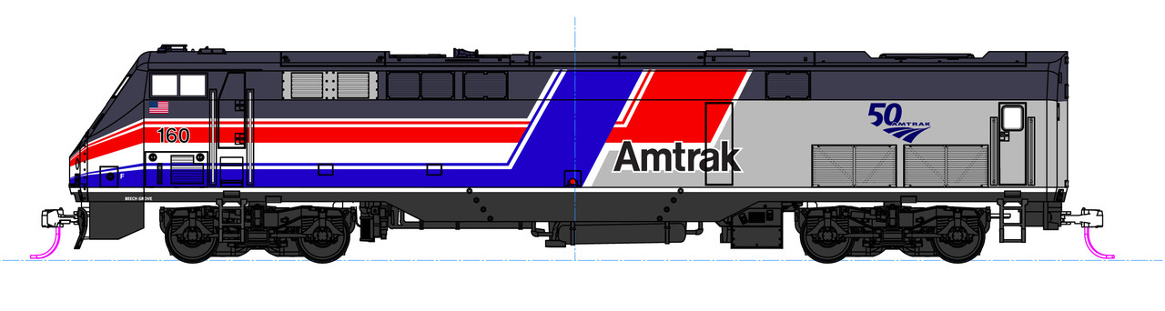 Kato N 176-6038 DCC Ready GE P42 Genesis Diesel Locomotive Amtrak 'Dash 8'  Phase III w/ 50th Anniversary Logo AMTK #160