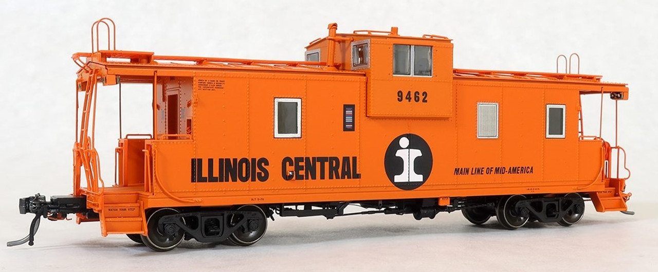 Tangent Scale Models HO 60210-06 IC Centralia Shops Steel Wide-Vision  Caboose Illinois Central 'Original Orange Split Rail 1970' IC #9473