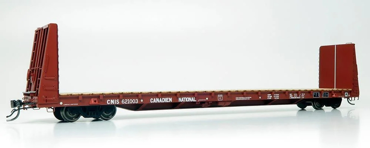 Rapido Trains Inc HO 147004-621008 Marine Industries 66' Bulkhead Flatcar  Canadian National 'Mineral Brown' CNIS #621008