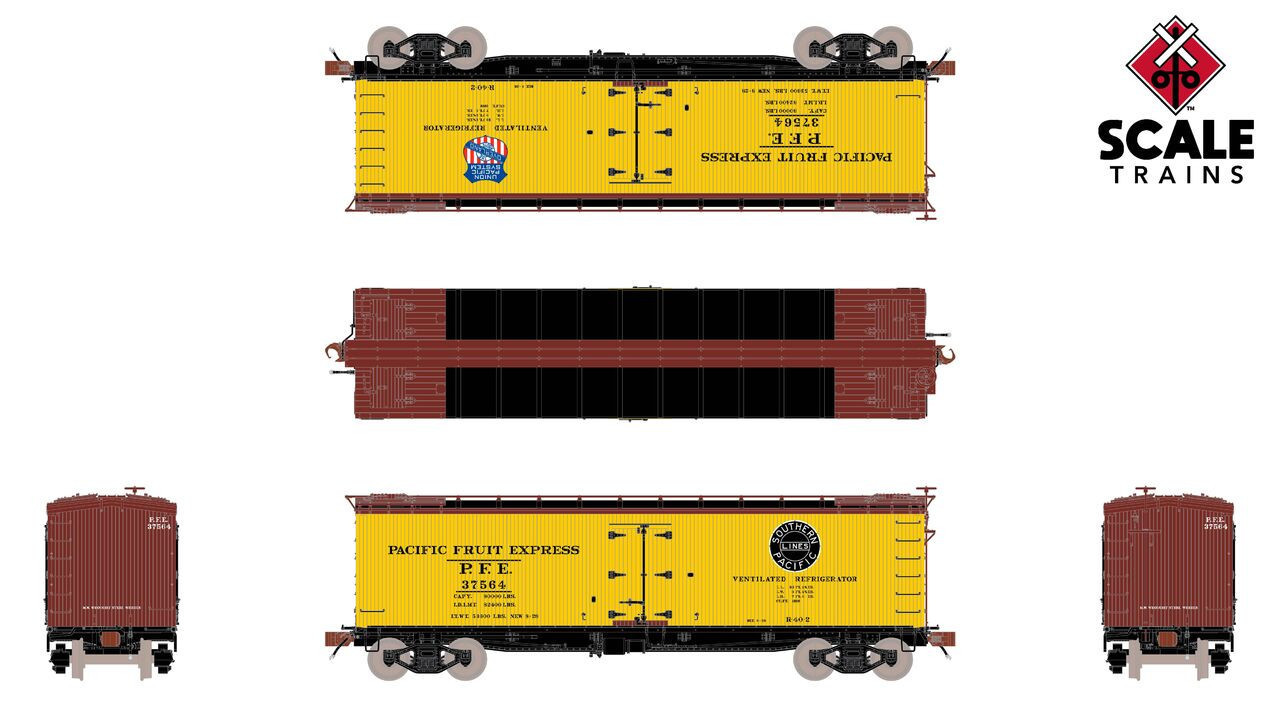 ScaleTrains Fox Valley Models HO SXT15093 PC&F R-40-2 Wood Reefer