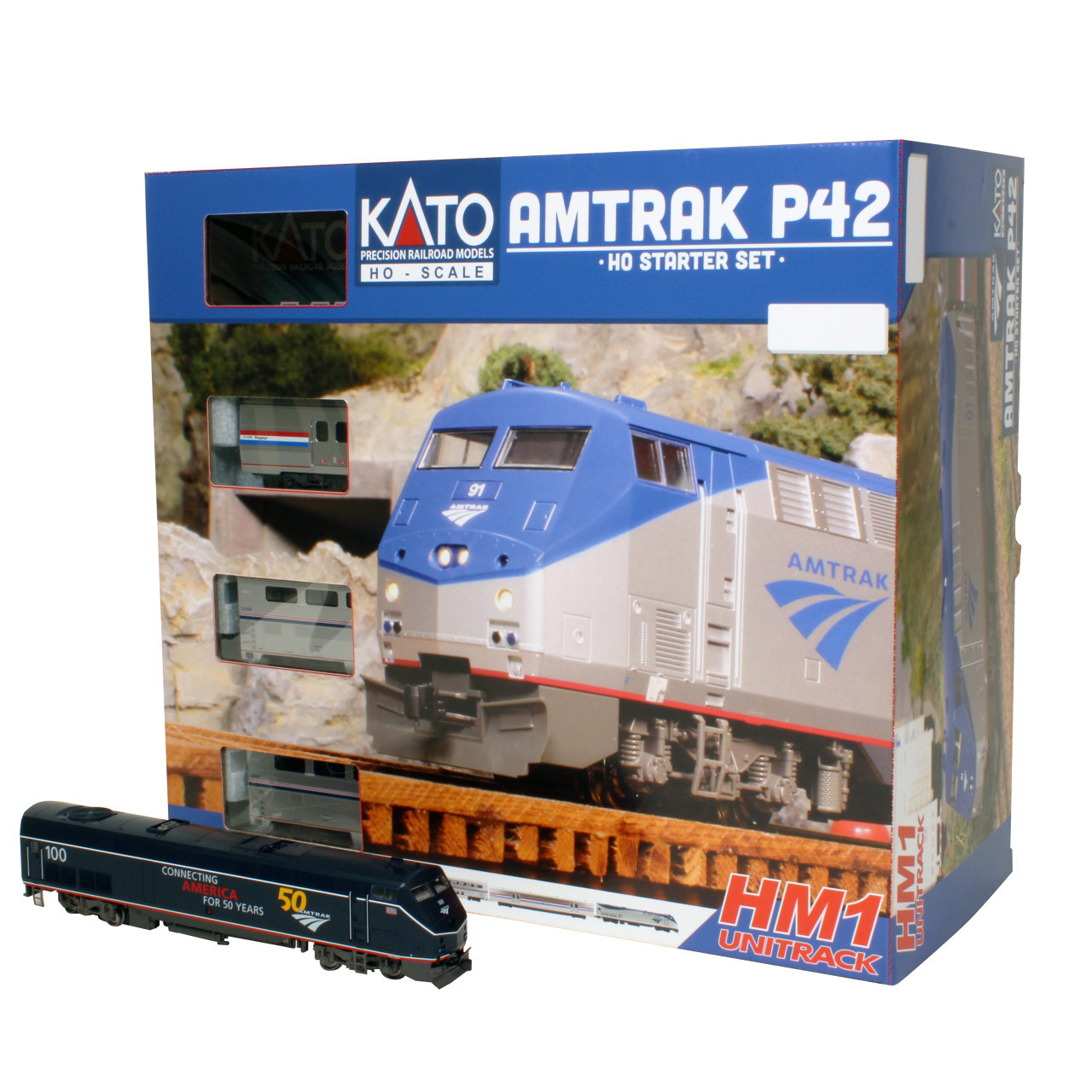 Kato HO 30-3002 HM1 Amtrak P42 Superliner Starter Set w/ Amtrak #100 Locomotive