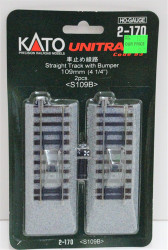 Kato HO Unitrack 2-170 Straight Track with Bumper 109mm 4 1/4" 2 pieces