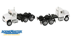 Walthers SceneMaster HO 949-11180 International 4900 Dual-Axle Semi Tractor Cab & Chassis White Cab Black Chassis Assembled