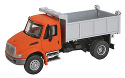 Walthers SceneMaster HO 949-11633 International 4300 Single-Axle Dump Truck Orange Cab Silver Dump Bed