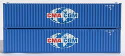 Jacksonville Terminal Company N 405305 40' Standard Height 8'6 Corrugated Side Containers CMA CGM GLOBE LOGO - 2-Pack