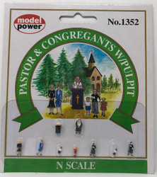 Model Power N 1352 Pastor & Congregants with Pulpit - 9 Pcs
