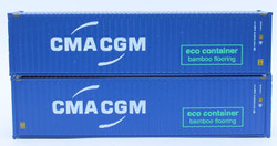 Jacksonville Terminal Company N 405067 40' High Cube Corrugated Side Containers CMA CGM ‘Eco bamboo flooring’ - 2 pack